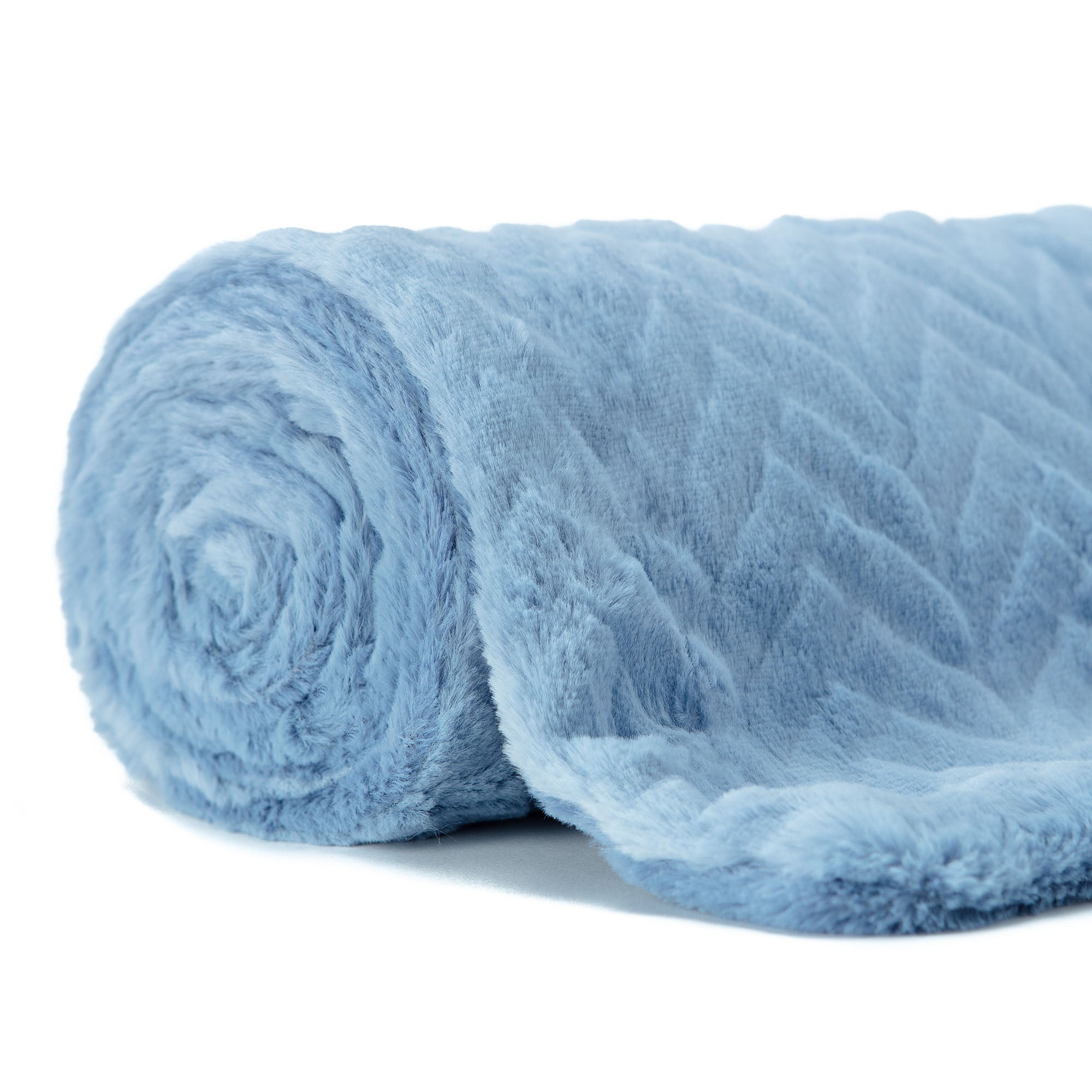 Embossed Faux Fur Throw Blanket-Tolkye