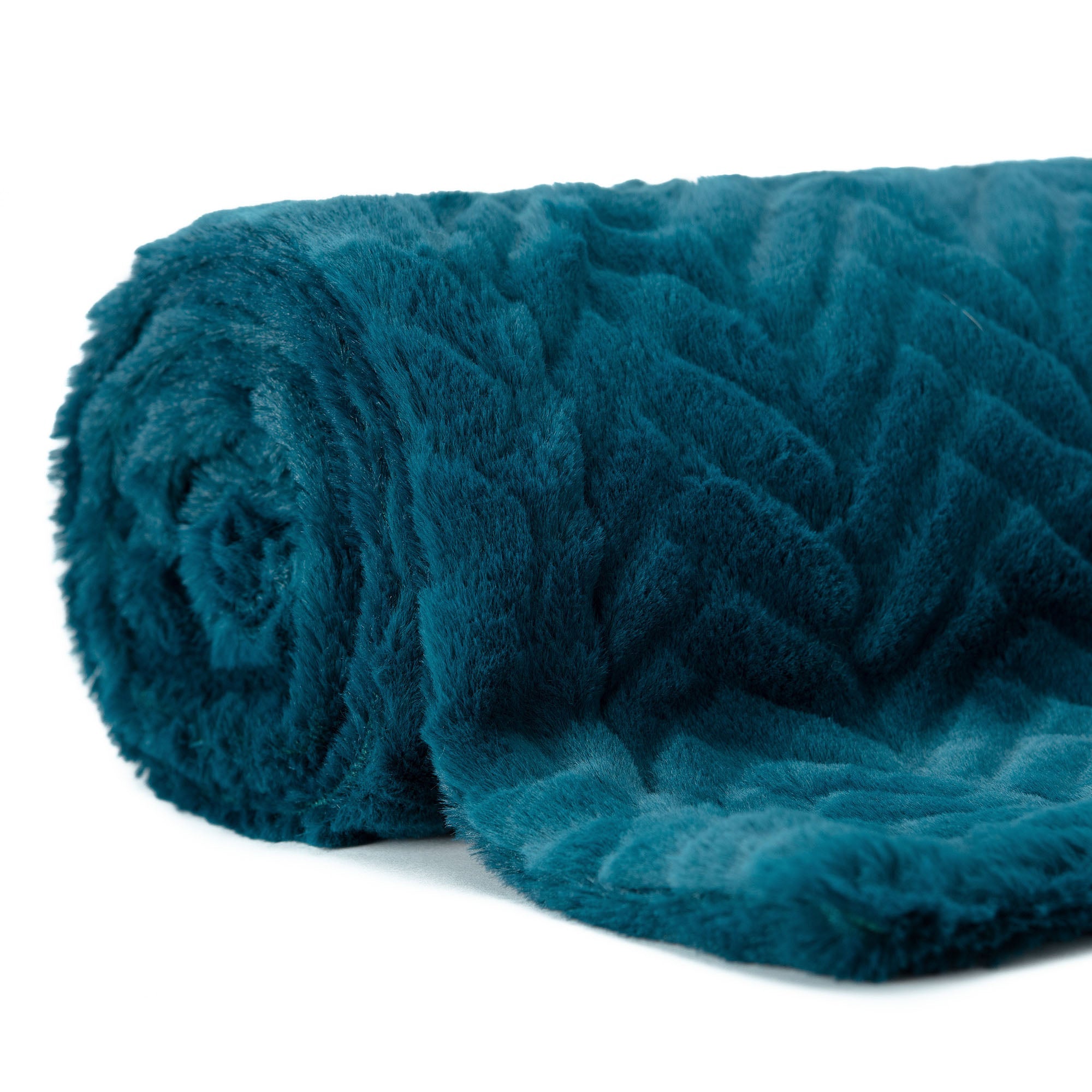 Embossed Faux Fur Throw Blanket-Tolkye