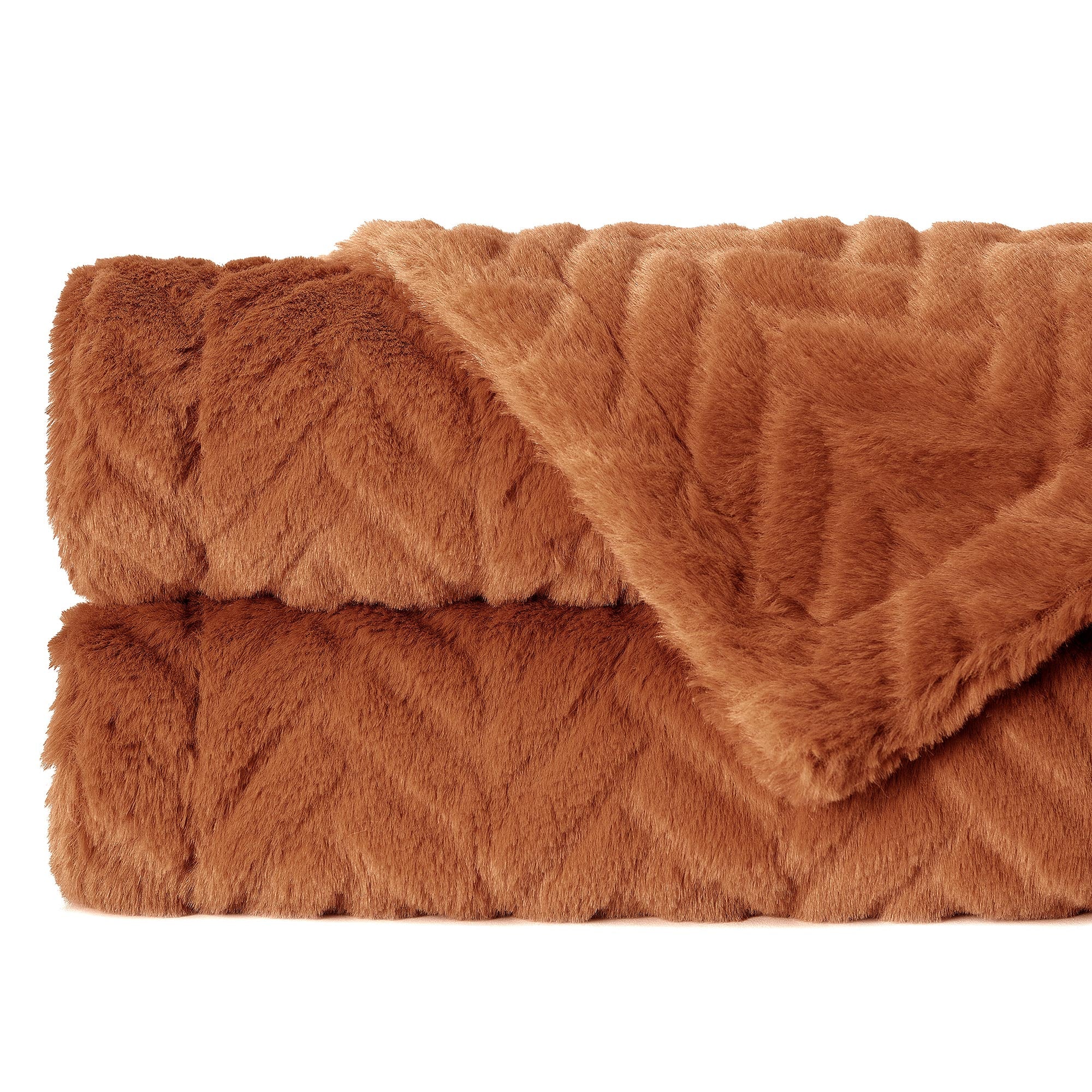 Embossed Faux Fur Throw Blanket-Tolkye