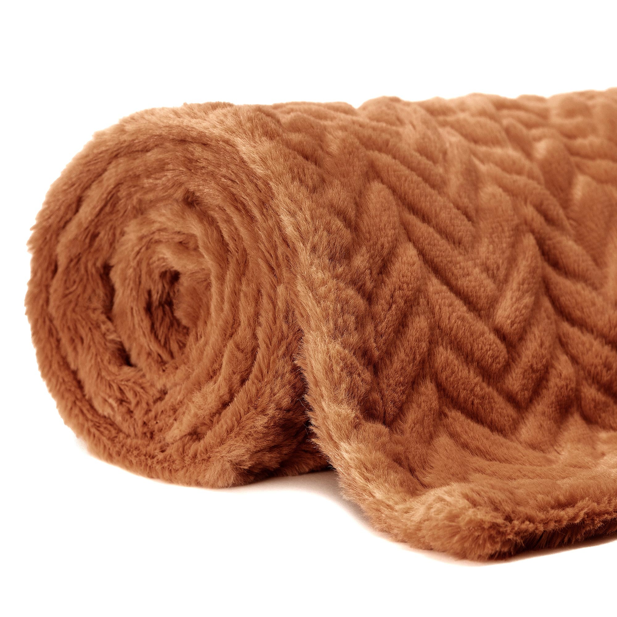 Embossed Faux Fur Throw Blanket-Tolkye