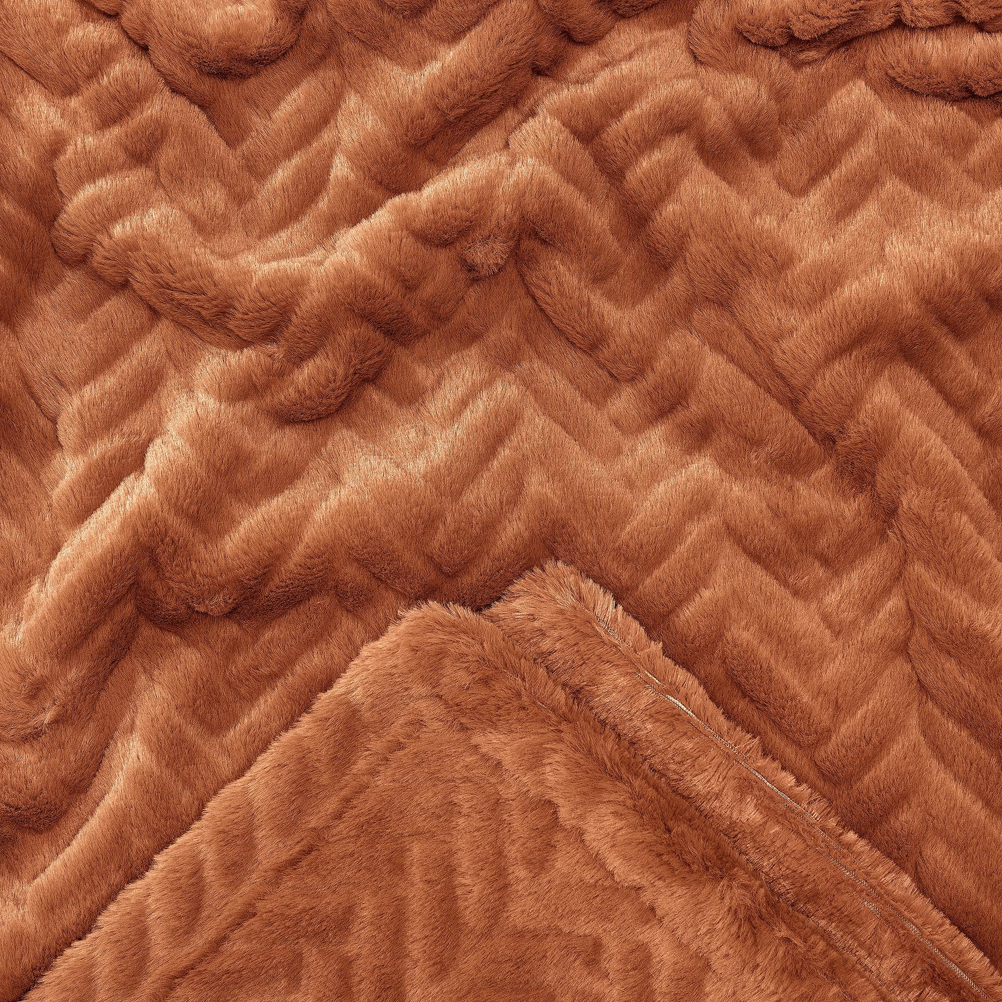 Embossed Faux Fur Throw Blanket-Tolkye