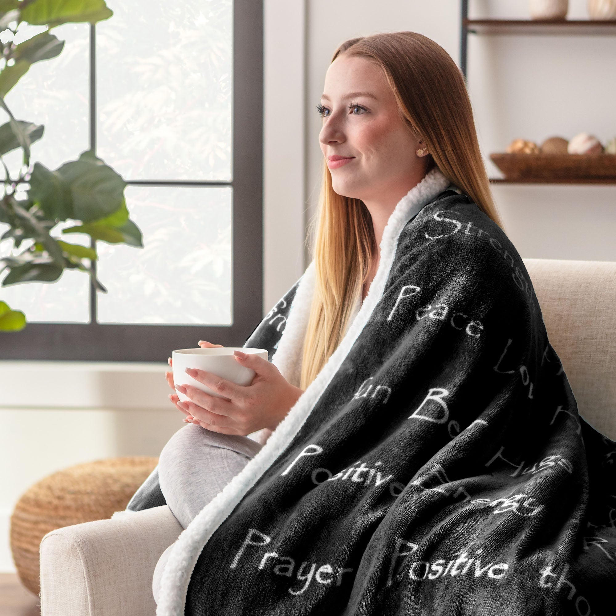 Gift Faux Fur Comfort Words Throw Blanket-Tolkye