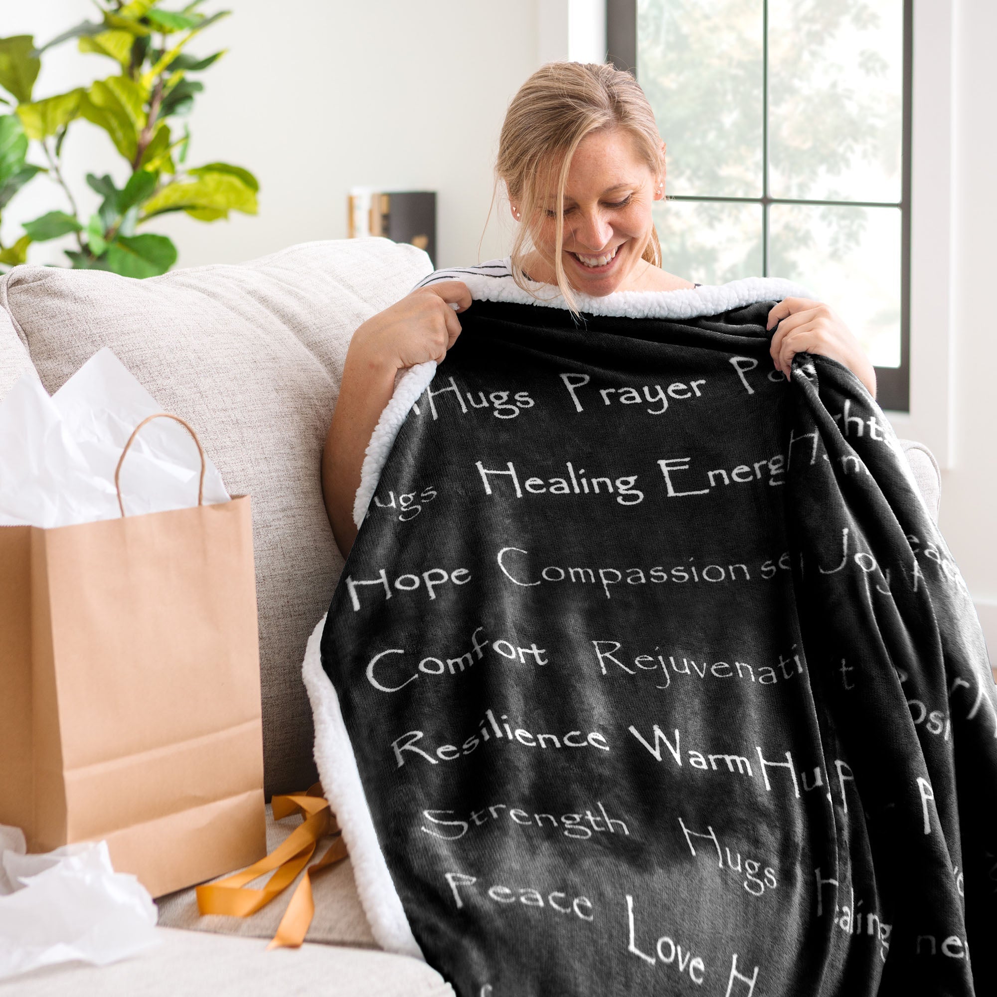Gift Faux Fur Comfort Words Throw Blanket-Tolkye