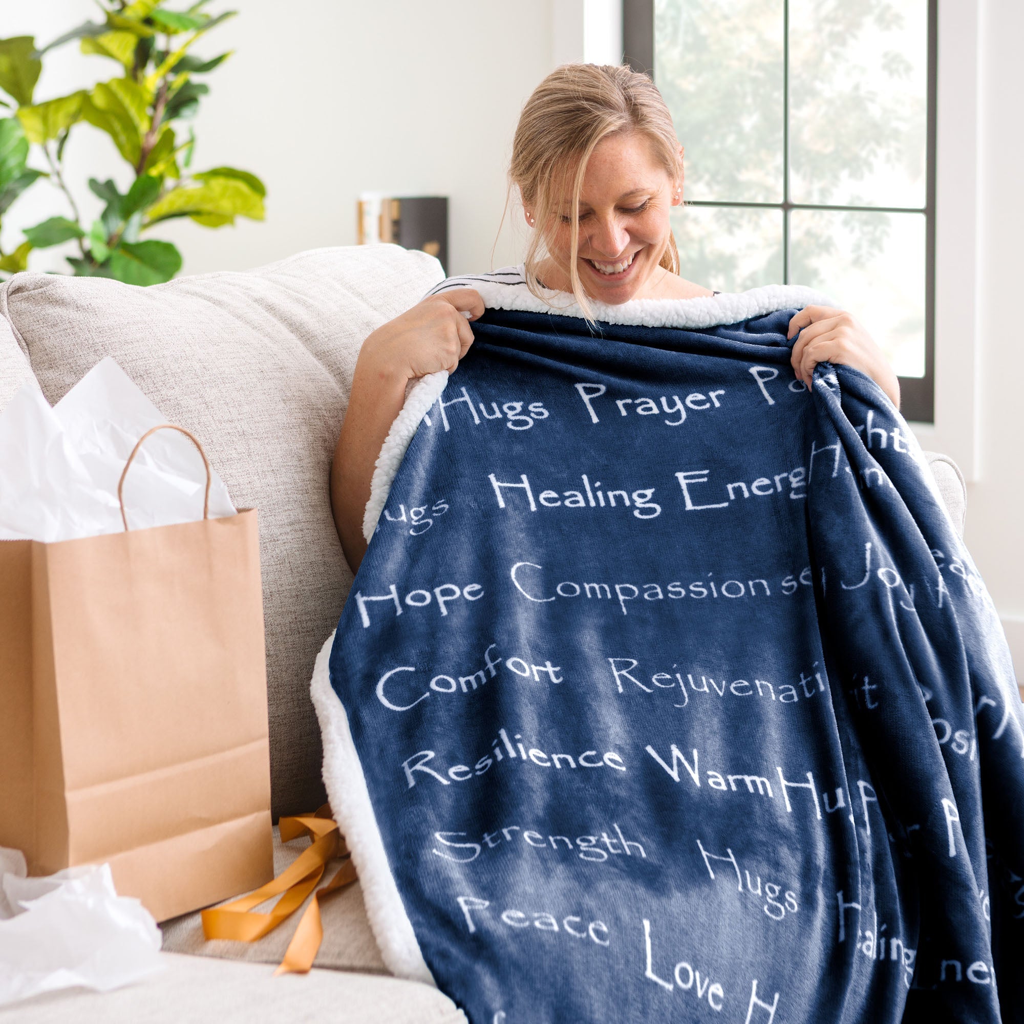 Gift Faux Fur Comfort Words Throw Blanket-Tolkye