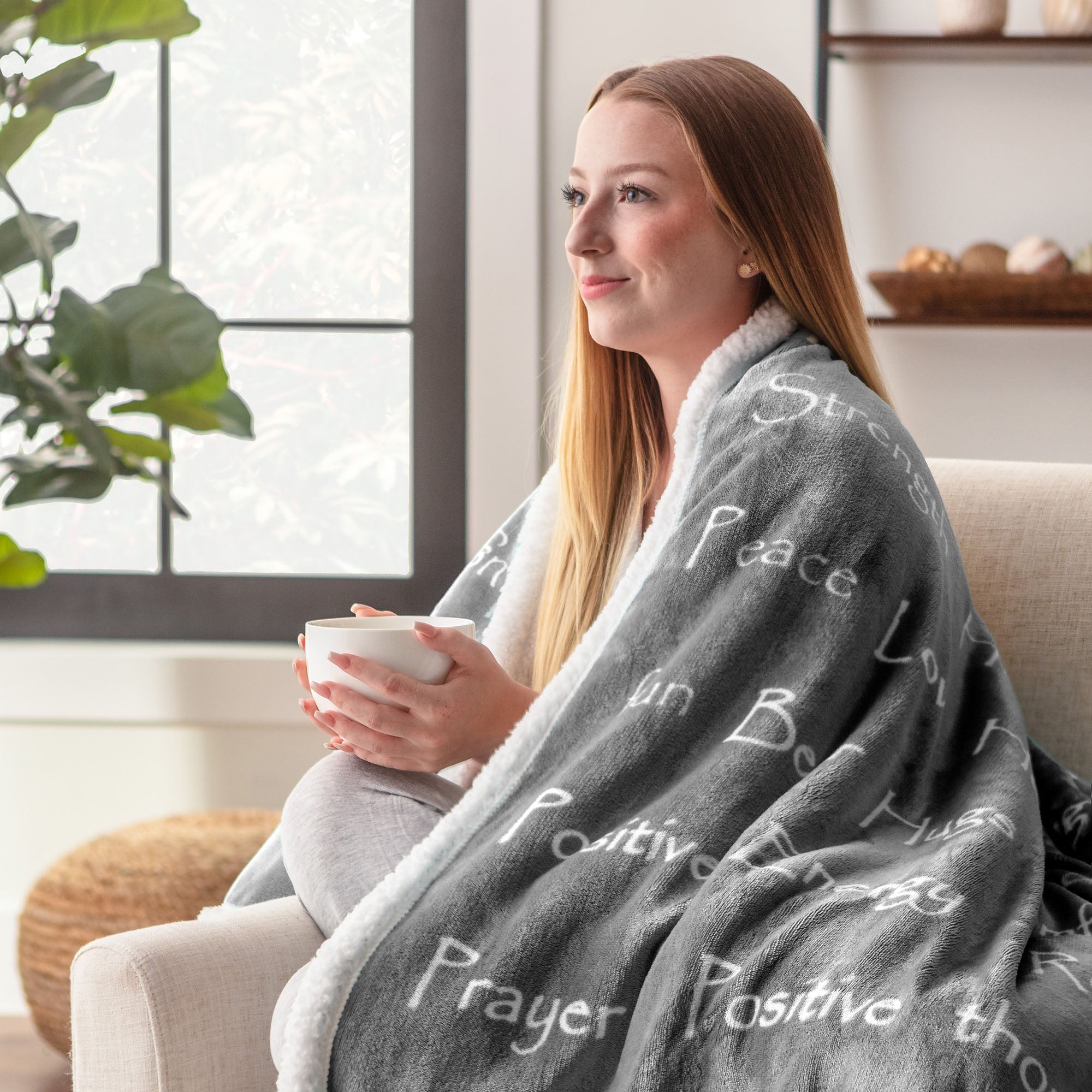 Gift Faux Fur Comfort Words Throw Blanket-Tolkye
