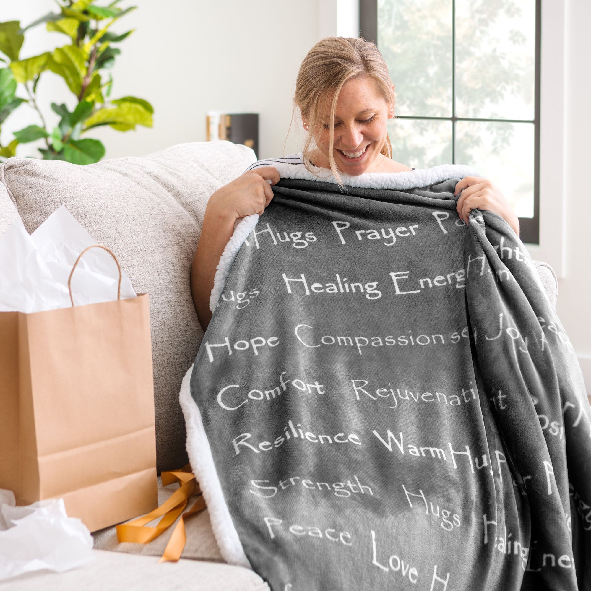Gift Faux Fur Comfort Words Throw Blanket-Tolkye