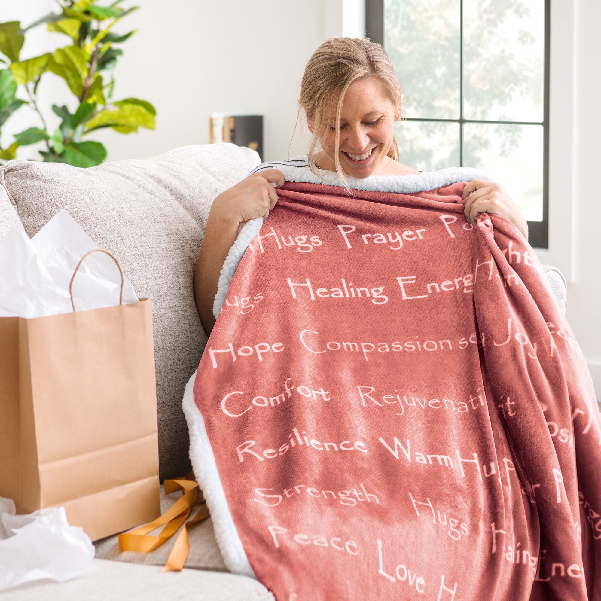 Gift Faux Fur Comfort Words Throw Blanket-Tolkye