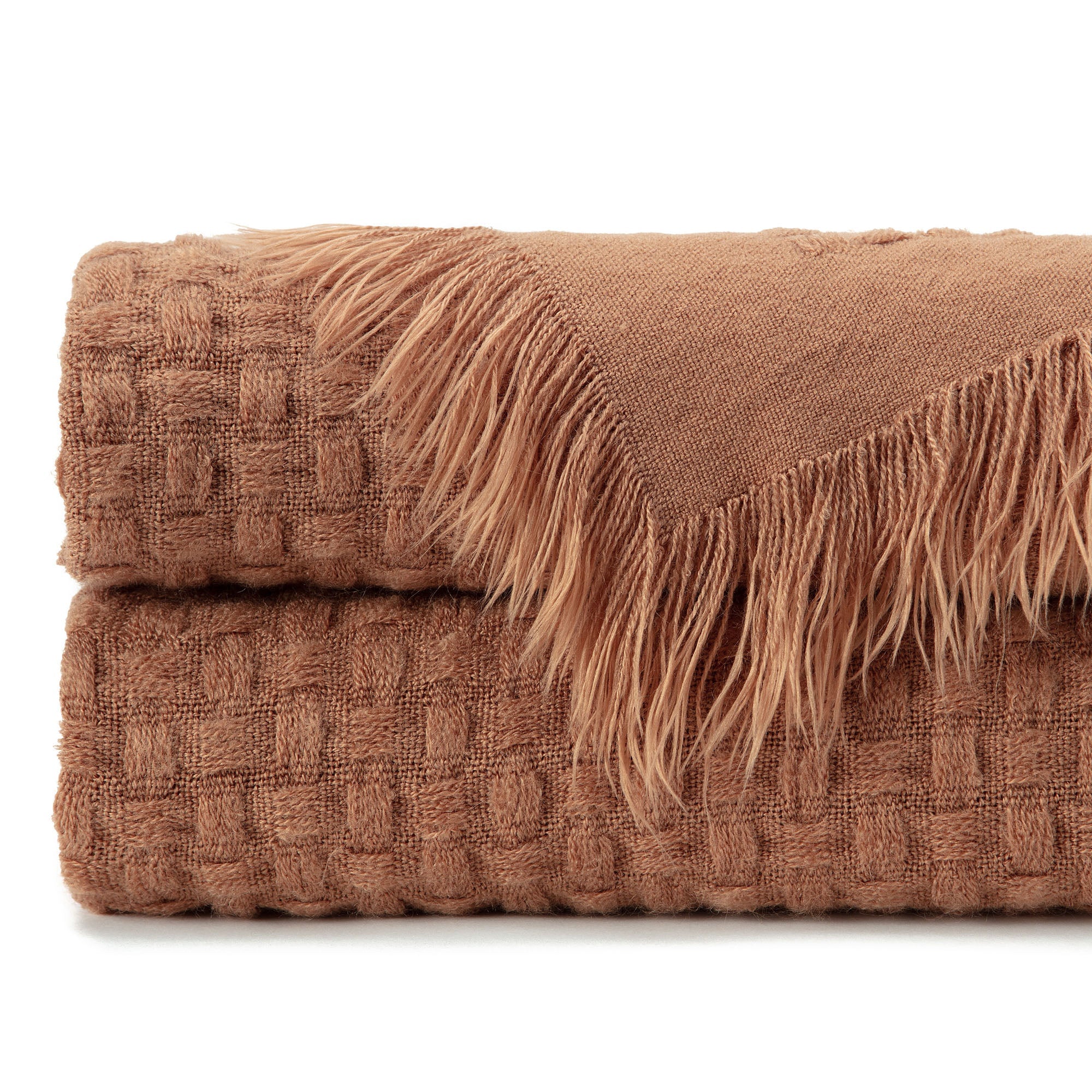 Waffle Fringe Throw Blanket-Tolkye