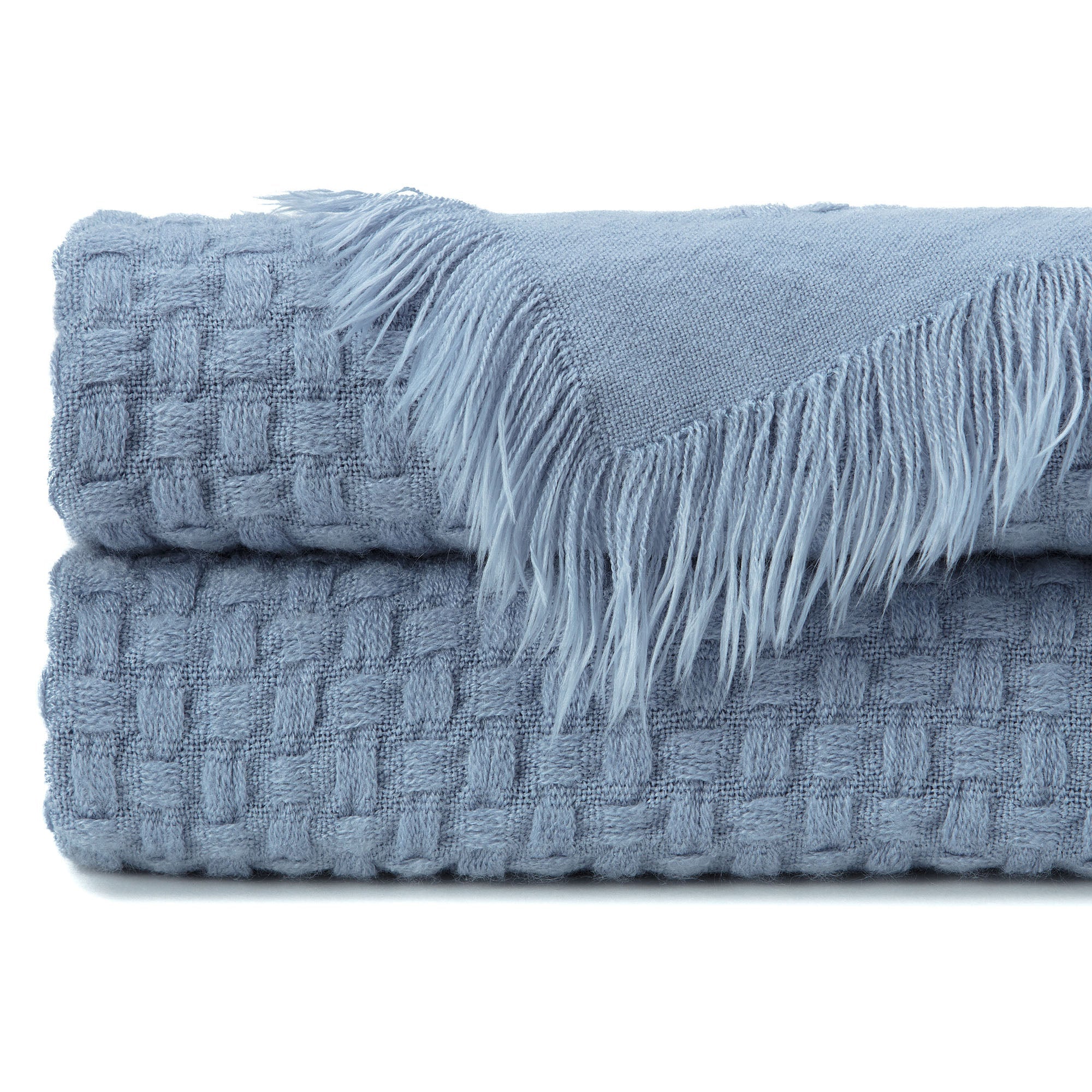 Waffle Fringe Throw Blanket-Tolkye