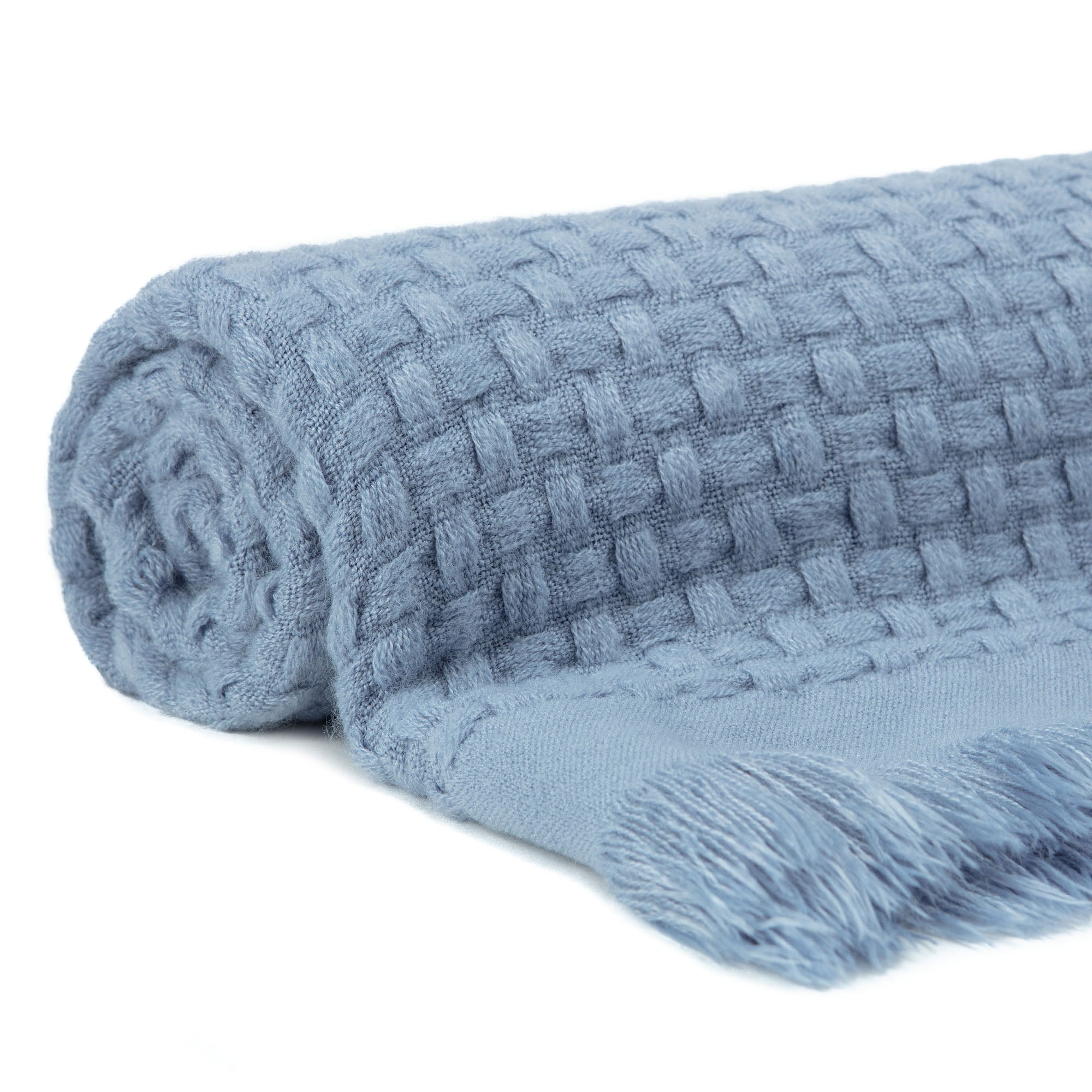 Waffle Fringe Throw Blanket-Tolkye