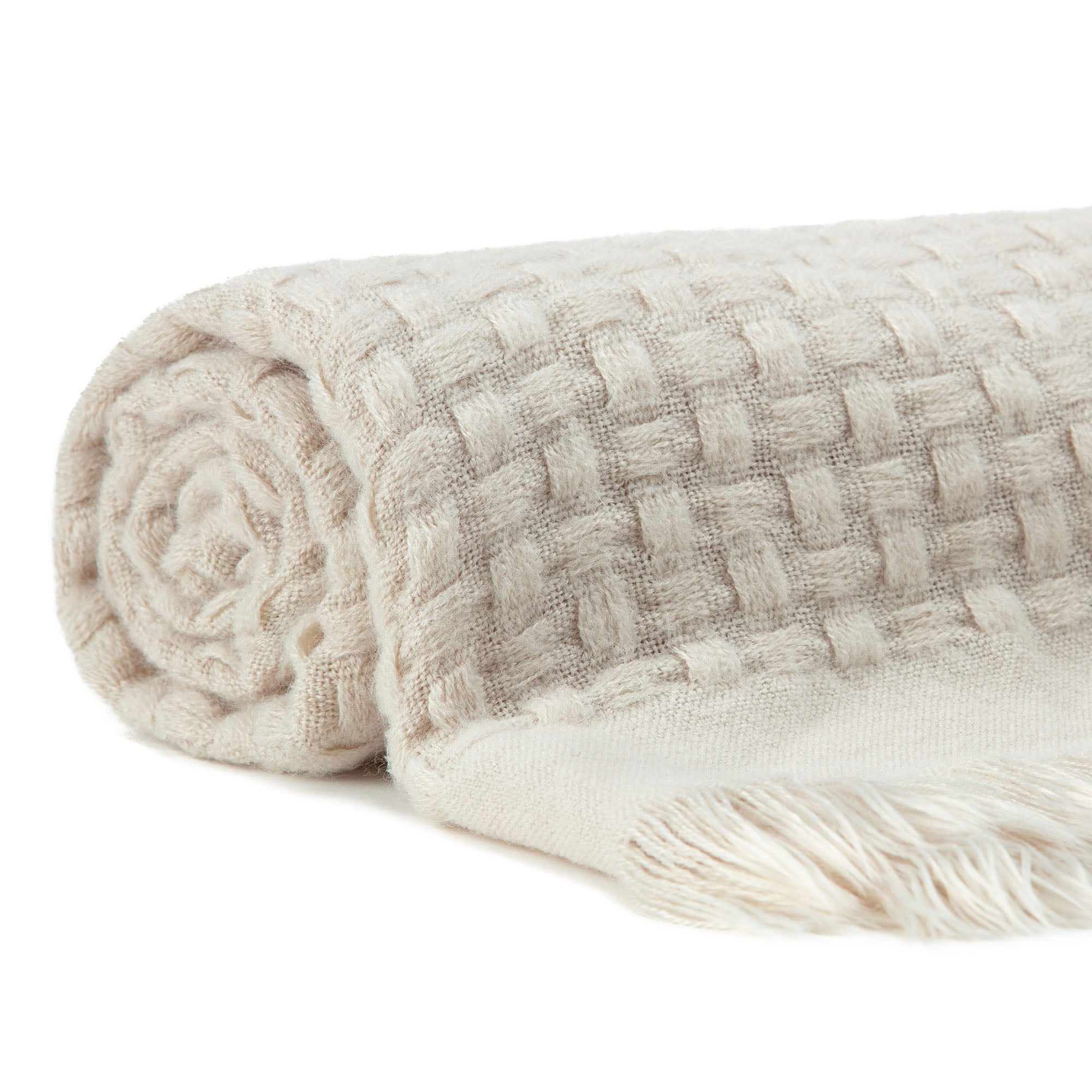 Waffle Fringe Throw Blanket-Tolkye