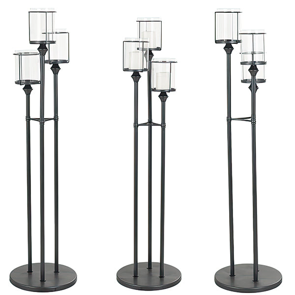 55 Inch Modern Metal Three Candle Holders on Round Base