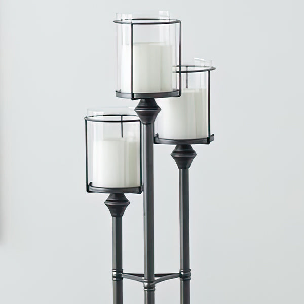 55 Inch Modern Metal Three Candle Holders on Round Base