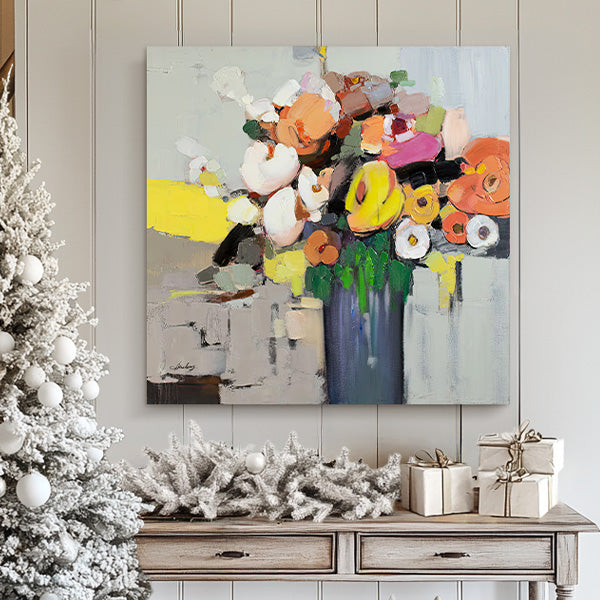 Hand-painted Abstract Flower Canvas Oil Painting