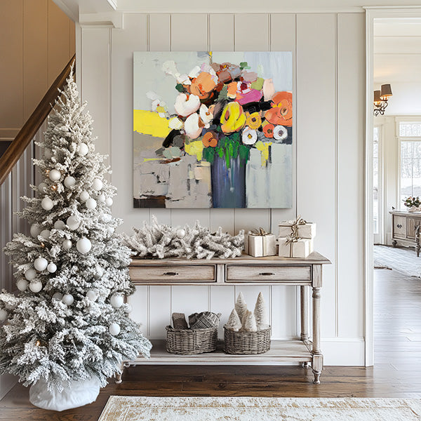 Hand-painted Abstract Flower Canvas Oil Painting