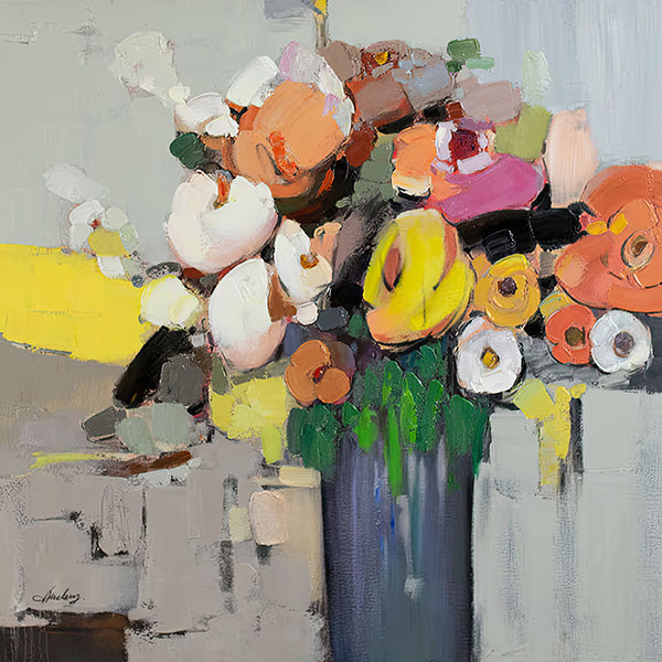 Hand-painted Abstract Flower Canvas Oil Painting