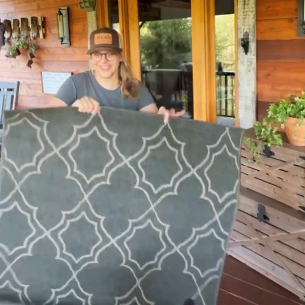 Black Modern Farmhouse Outdoor Rug