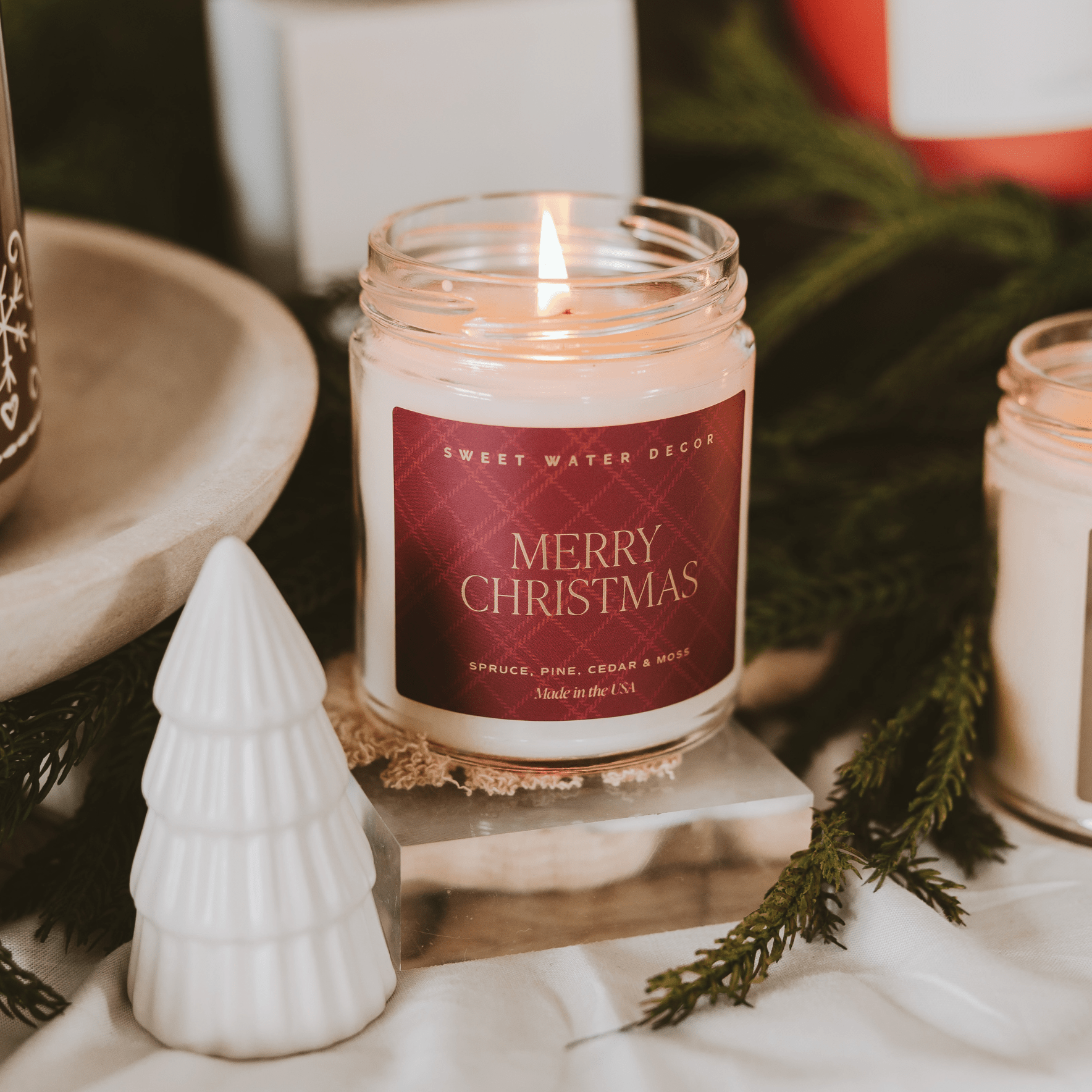 Merry Christmas Soy Candle | 9oz. Clear Jar