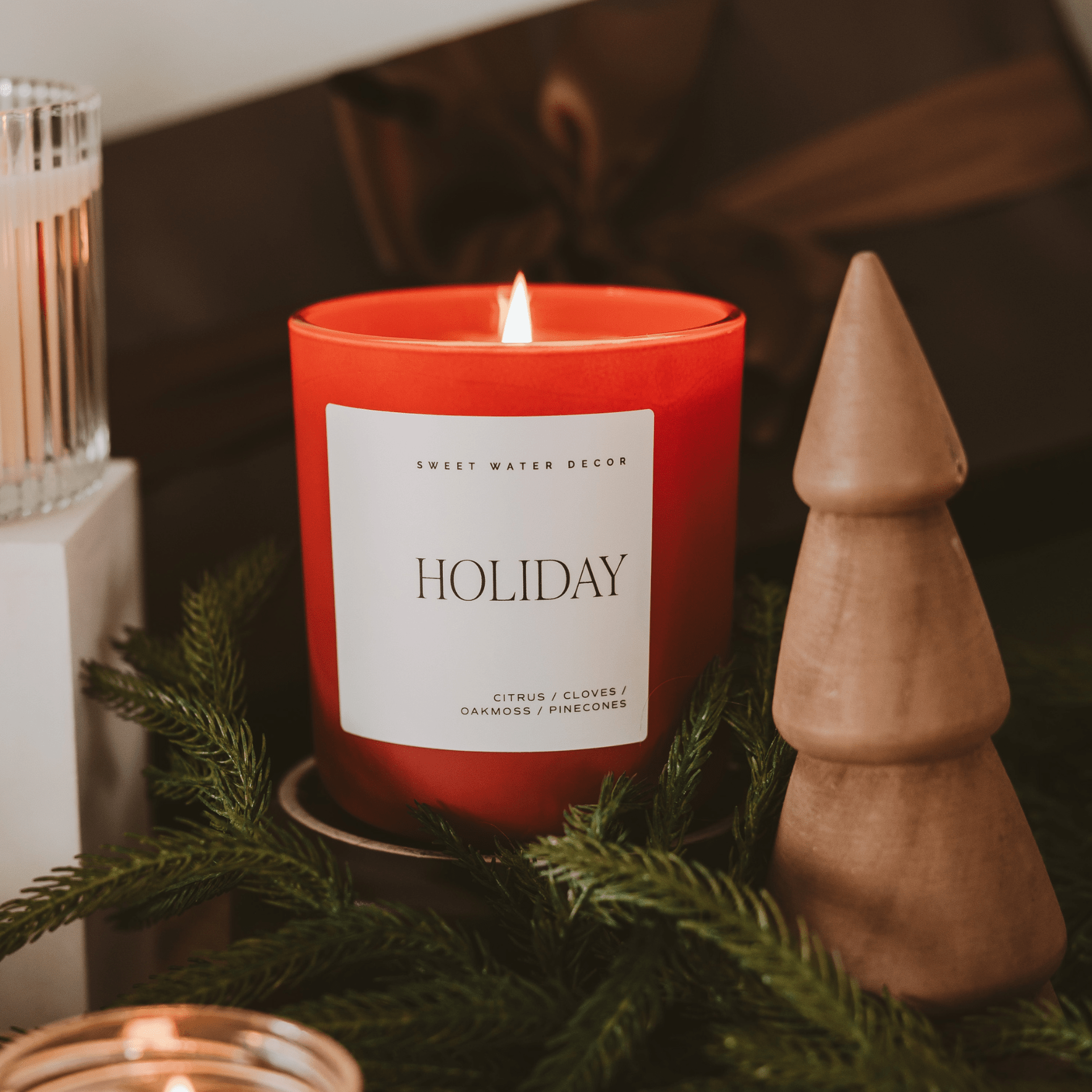 Holiday Soy Candle - Red Matte Jar - 15 oz