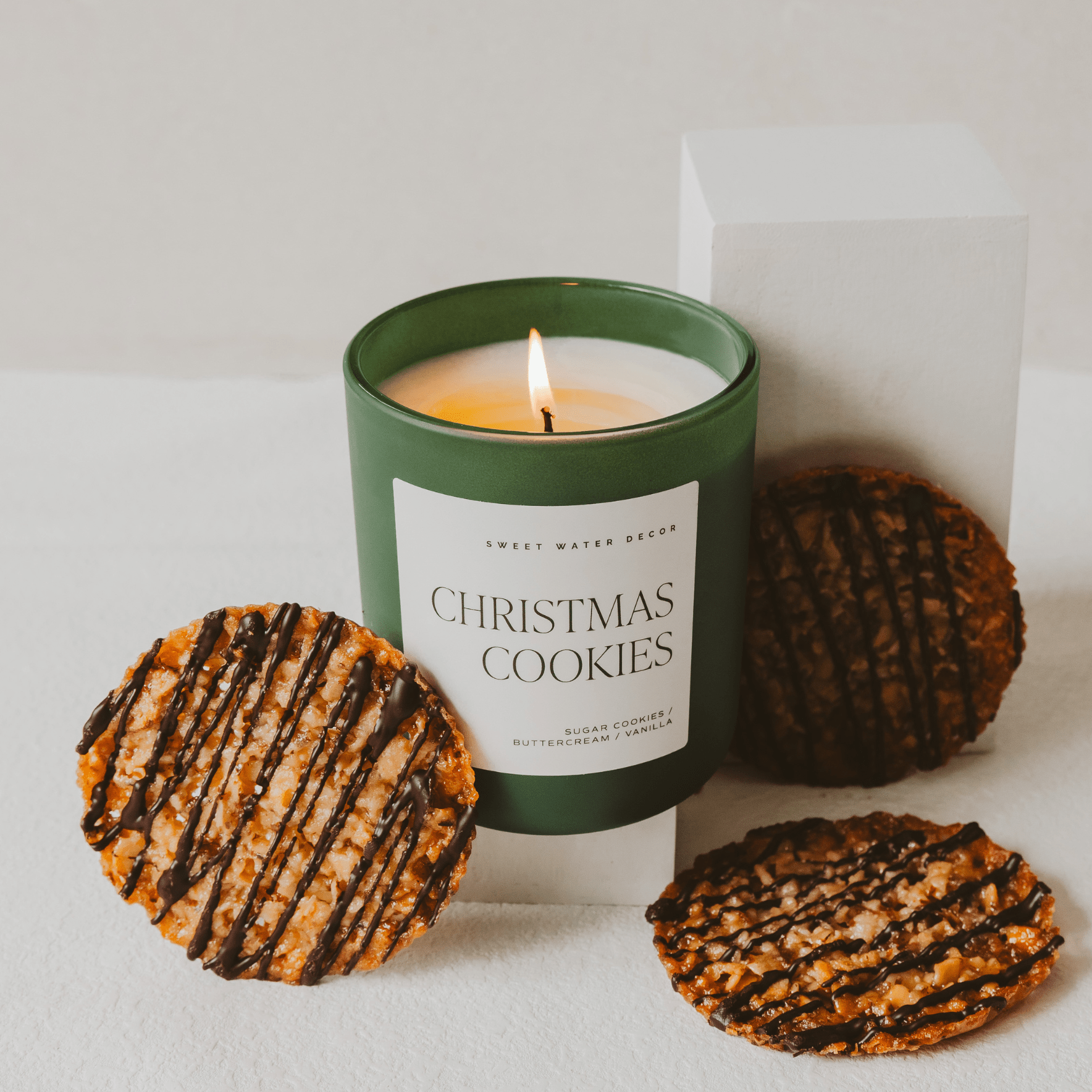 Christmas Cookies Soy Candle - Green Matte Jar - 15 oz