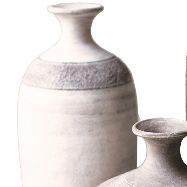Large Handmade Elemental Clay Vases, Set of 3