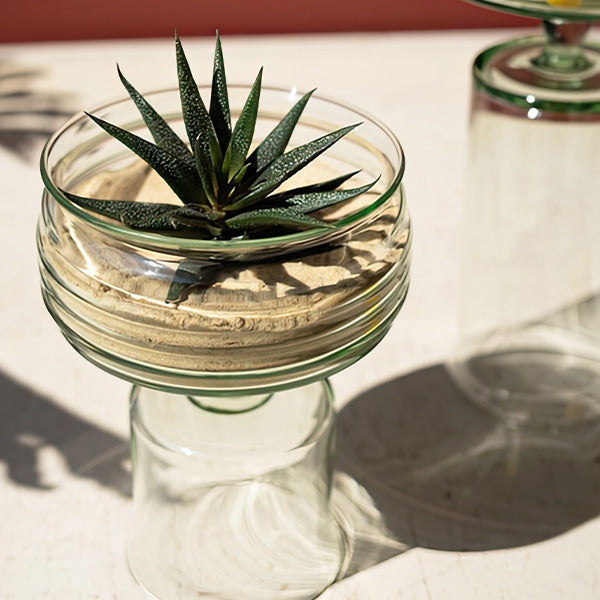 Reversible Recycled Glass Compotes, Set of Two