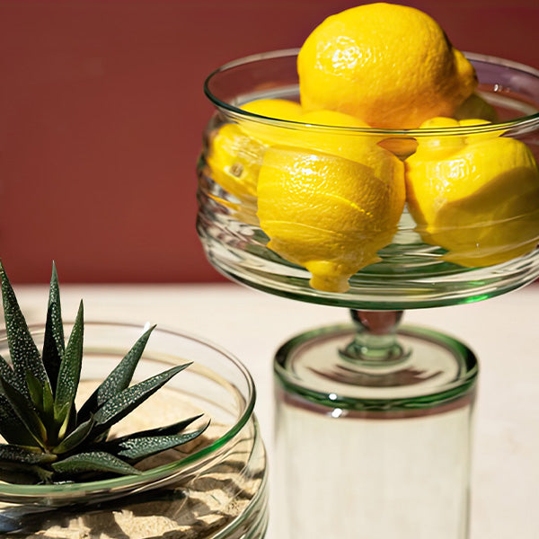 Reversible Recycled Glass Compotes, Set of Two