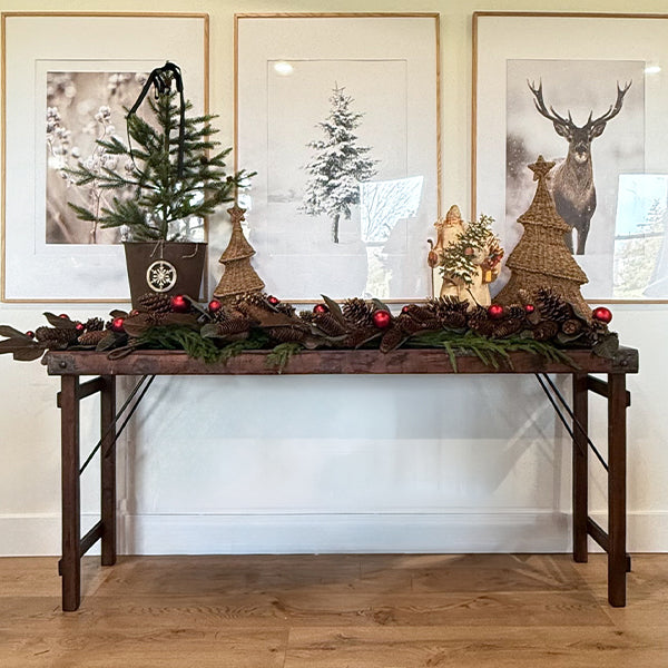 Antique Reclaimed Wooden Folding Console Table