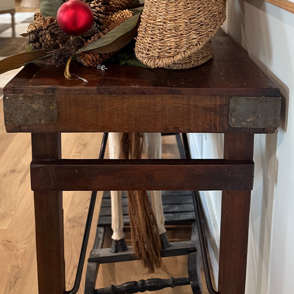 Antique Reclaimed Wooden Folding Console Table