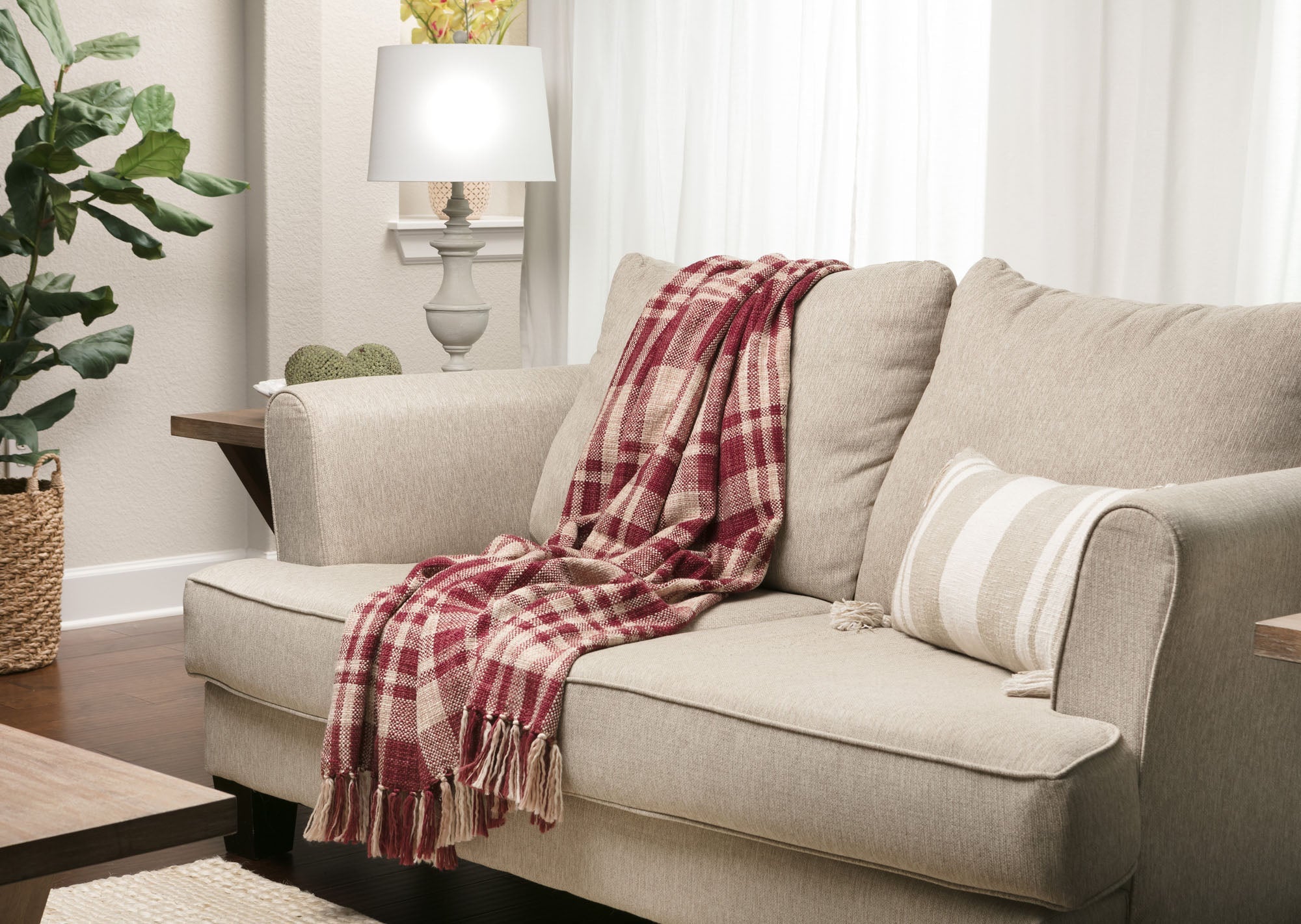 Farmhouse Plaid Throw Blanket-Tolkye