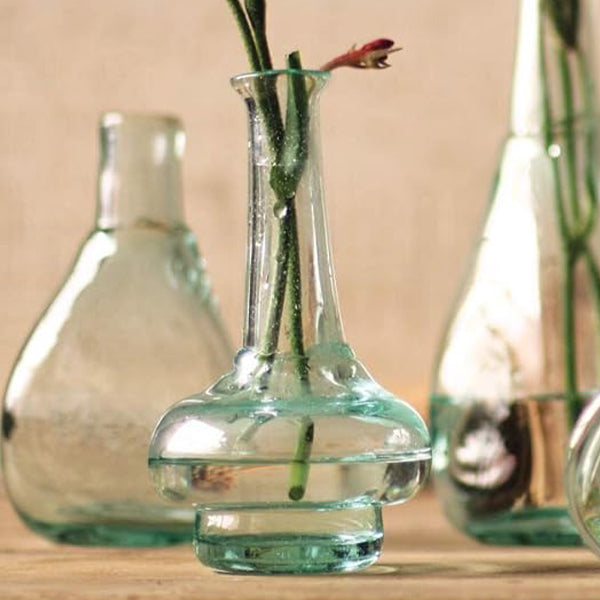 Handblown Bottle Bud Vases, Set of 6