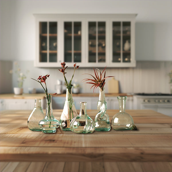 Handblown Bottle Bud Vases, Set of 6