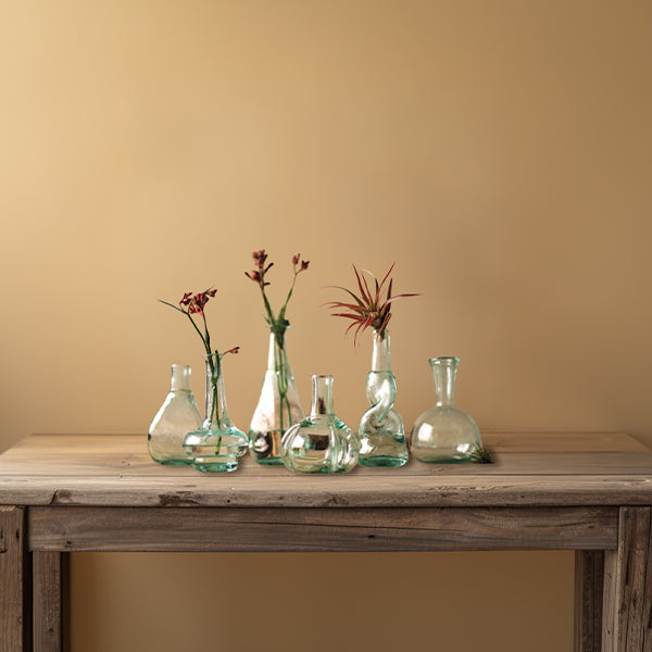 Handblown Bottle Bud Vases, Set of 6