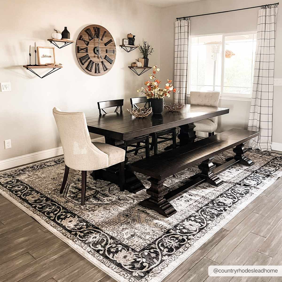 Black and Grey Washable Area Rug