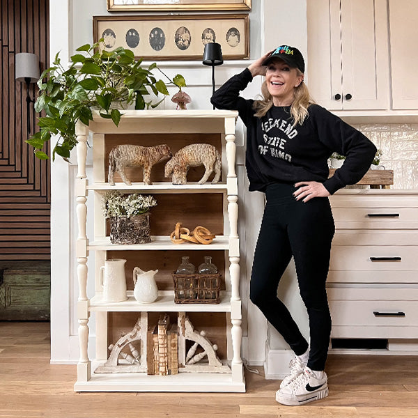 5 Tier Tall Spindle White Wood Shelf