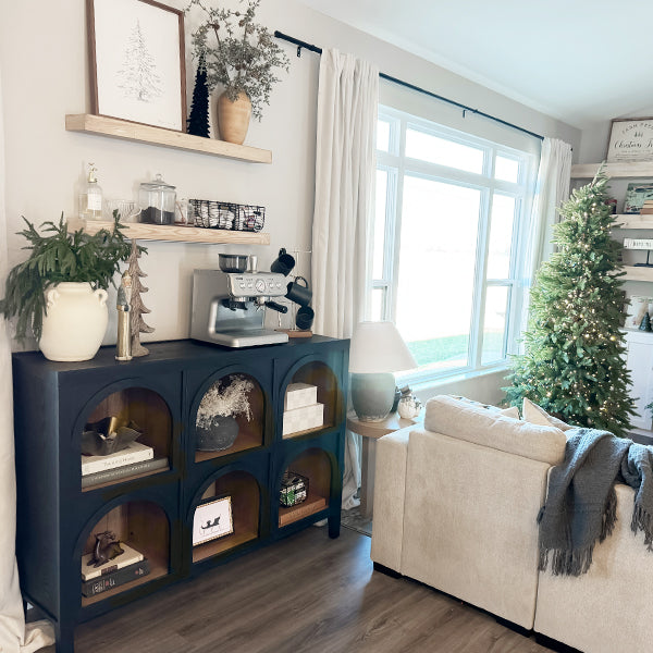 Black Wood Arched Storage Cabinet