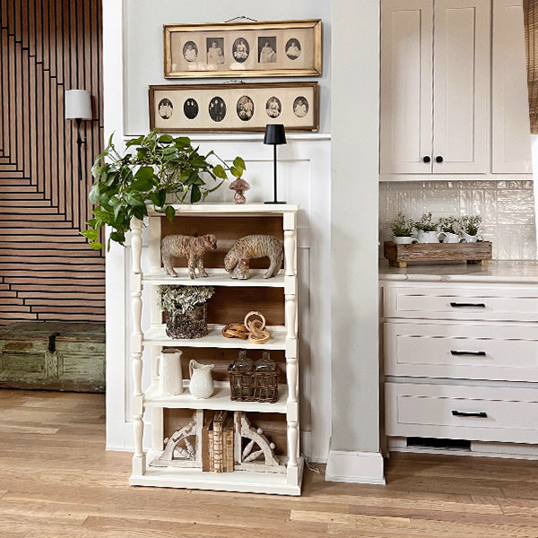 5 Tier Tall Spindle White Wood Shelf