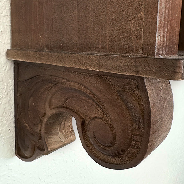 Oversized Ornate French Cottage Curio Brown Wall Cabinet