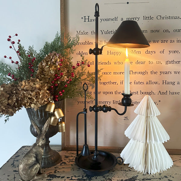 French-Inspired Antique Black Candle Holder
