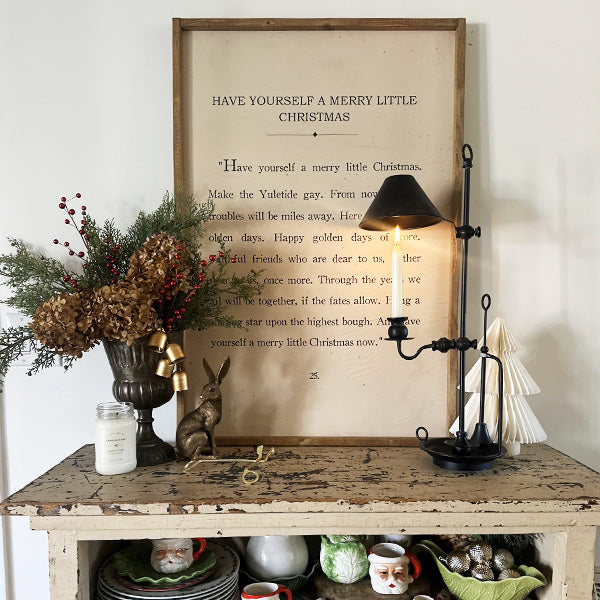 French-Inspired Antique Black Candle Holder