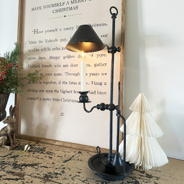 French-Inspired Antique Black Candle Holder