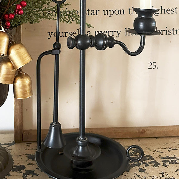 French-Inspired Antique Black Candle Holder