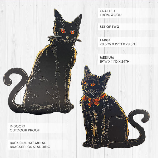 Indoor/Outdoor Black Cat Cutouts, Set of 2 | Spooky Season Collection