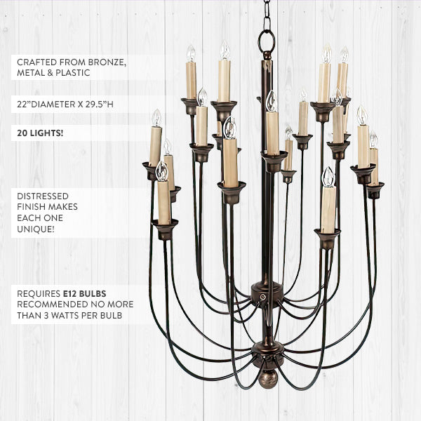 20 Light Bronze Chandelier
