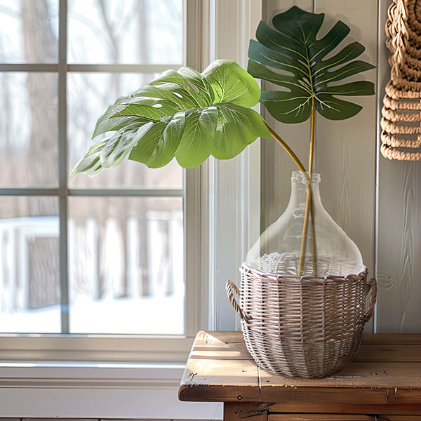 Clear Glass Demi John with Wicker Basket