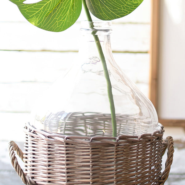 Clear Glass Demi John with Wicker Basket