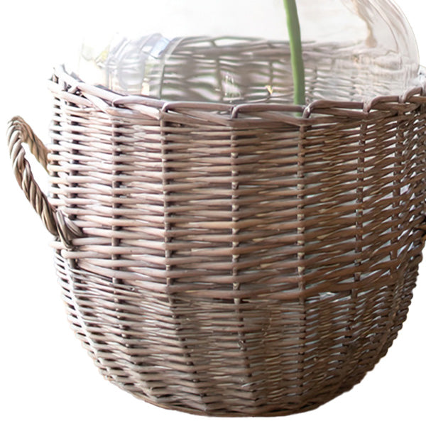 Clear Glass Demi John with Wicker Basket