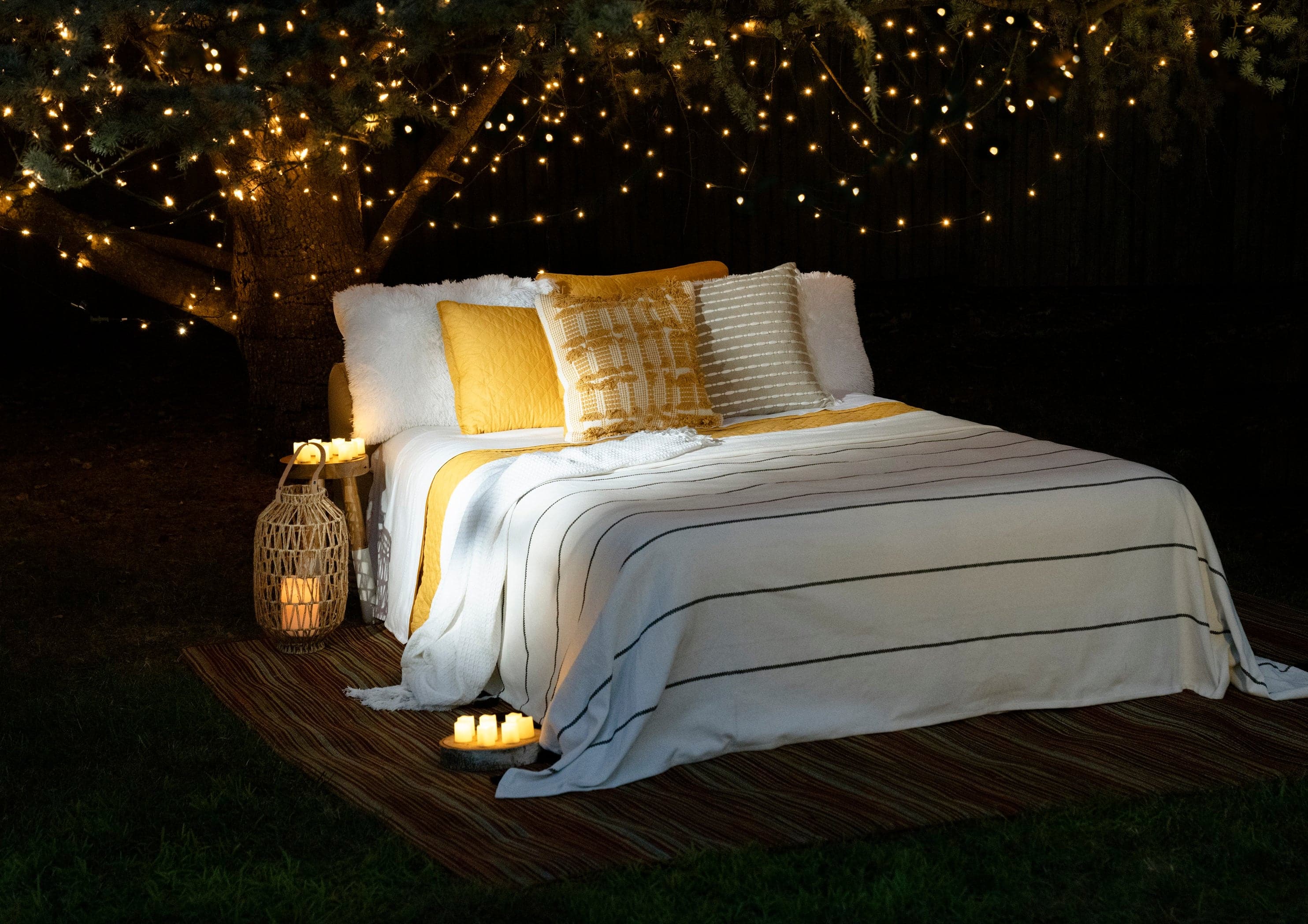 Waffle Cotton Knit Tassel Fringe Throw-Tolkye