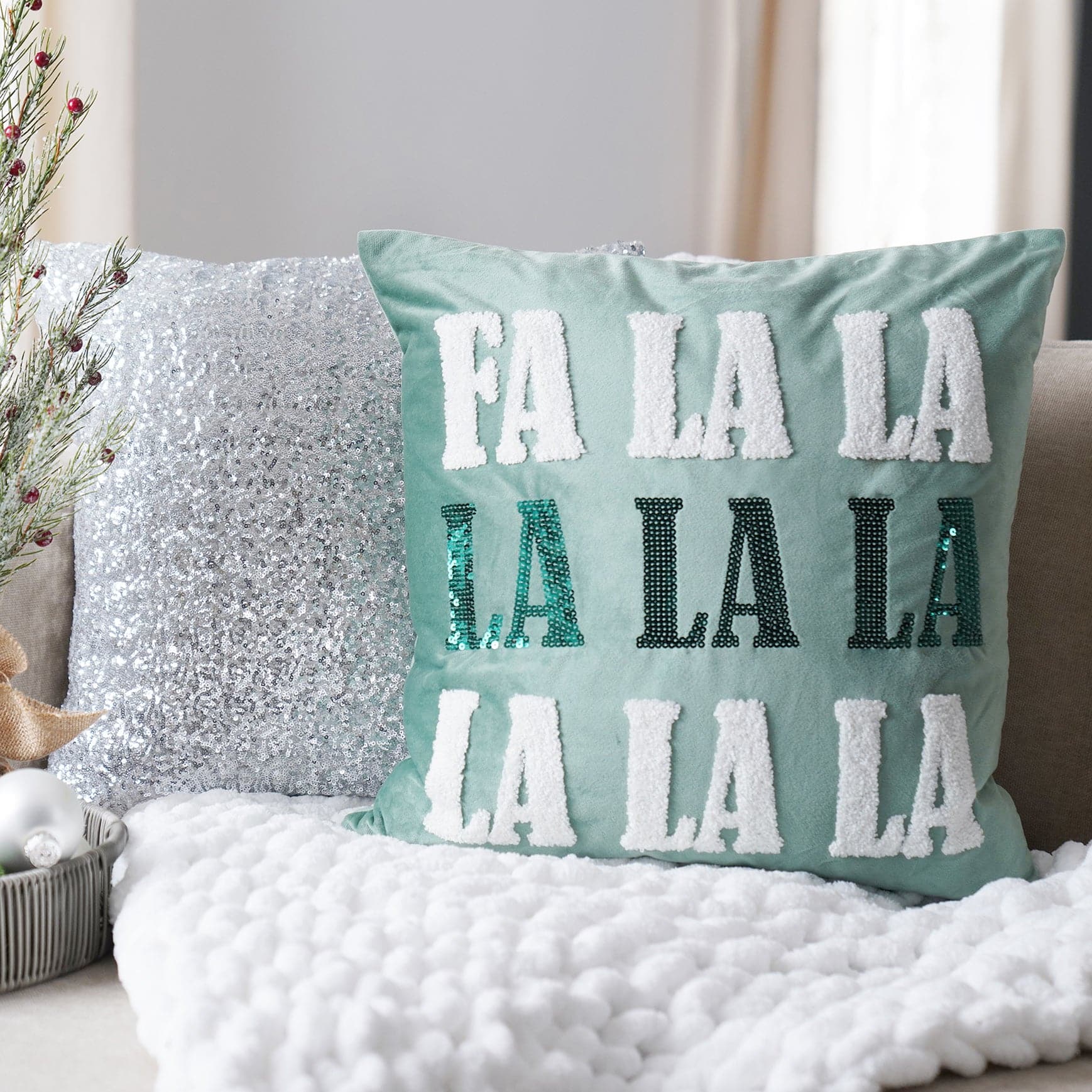Fa La La La Decorative Pillow-Tolkye