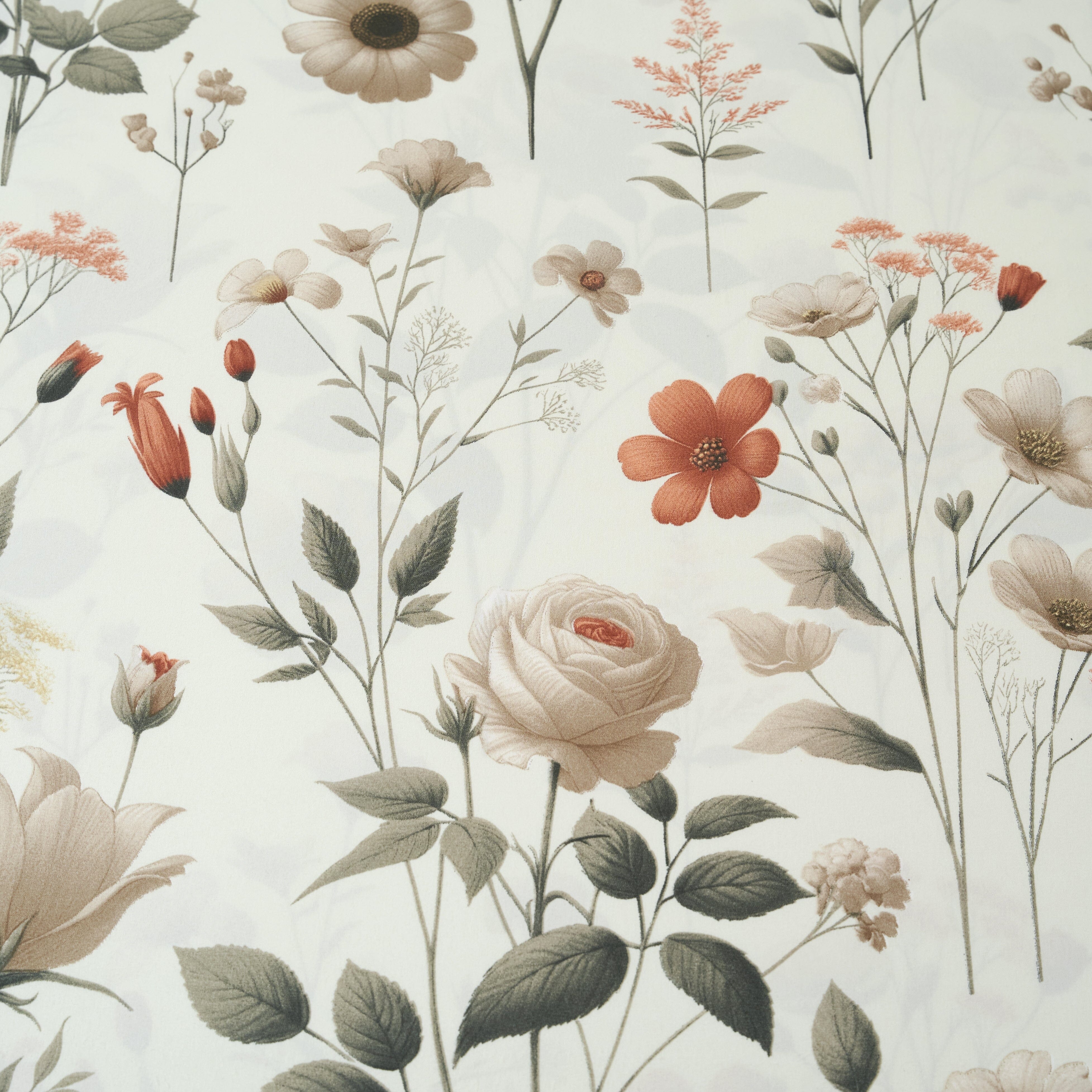 Enchanted Meadow Bed Sheet Set - Floral Harmony in Beige, Rose, and Soft Green, Premium Soft Microfiber, Machine Washable, Deep Pocket 14 - 15 Inches + Flat Sheet-Tolkye